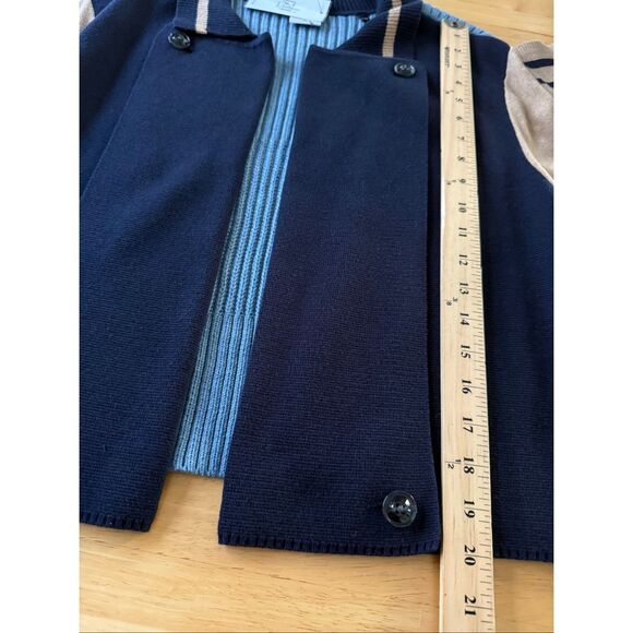 CAbi Varsity Colorblock Cardigan Sweater Jacket – Navy/Tan/Blue – XL – NWT - Picture 6 of 12